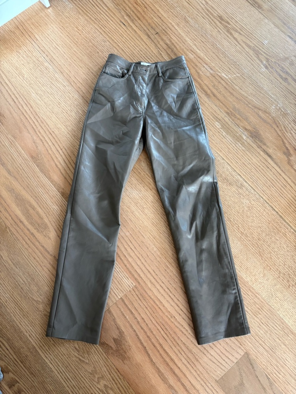 Aritzia Leather Straight-Leg Pants